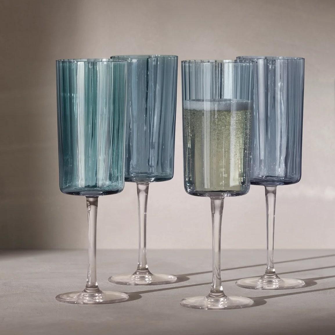 Sapphire Gem Champagne Flute Set